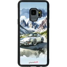 Coque Samsung Galaxy S9 - Silicone rigide noir Porsche 911 Mountain Watercolor