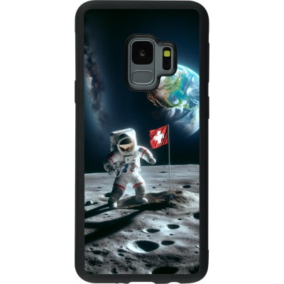 Samsung Galaxy S9 Case Hülle - Silikon schwarz Astro Schweiz auf dem Mond