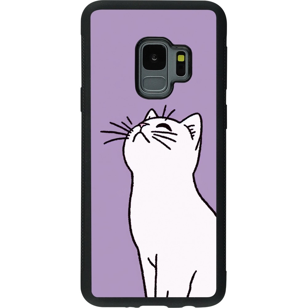 Samsung Galaxy S9 Case Hülle - Silikon schwarz Chat auf lila Hintergrund