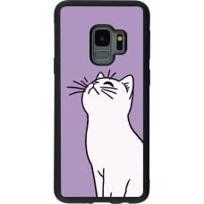 Samsung Galaxy S9 Case Hülle - Silikon schwarz Chat auf lila Hintergrund