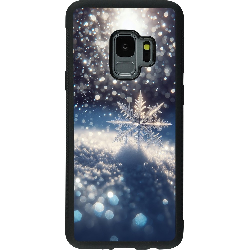 Samsung Galaxy S9 Case Hülle - Silikon schwarz Schneeflocke Solar Glanz