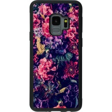 Hülle Samsung Galaxy S9 - Silikon schwarz Flowers Dark
