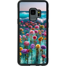 Coque Samsung Galaxy S9 - Silicone rigide noir Flower sea waves