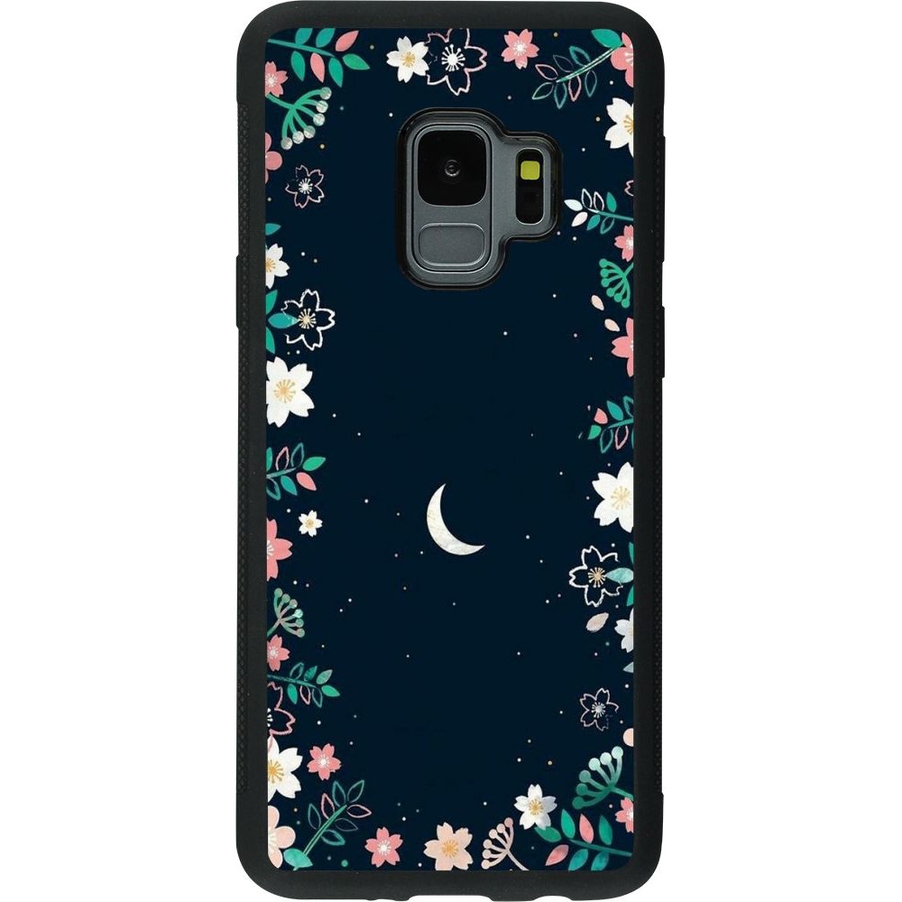 Hülle Samsung Galaxy S9 - Silikon schwarz Flowers space
