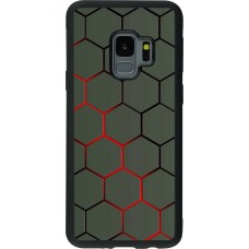 Coque Samsung Galaxy S9 - Silicone rigide noir Geometric Line red