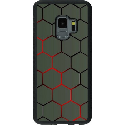 Hülle Samsung Galaxy S9 - Silikon schwarz Geometric Line red