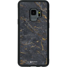 Coque Samsung Galaxy S9 - Silicone rigide noir Grey Gold Marble