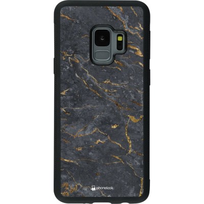 Coque Samsung Galaxy S9 - Silicone rigide noir Grey Gold Marble