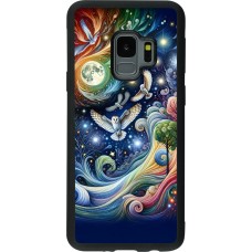 Samsung Galaxy S9 Case Hülle - Silikon schwarz Fliegender Blumen-Eule