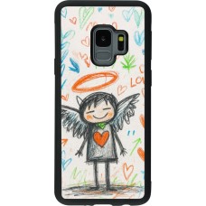 Coque Samsung Galaxy S9 - Silicone rigide noir Little Angel Sketch Love