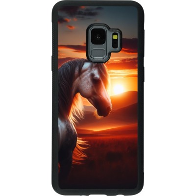 Coque Samsung Galaxy S9 - Silicone rigide noir Majestic Sunset Horse