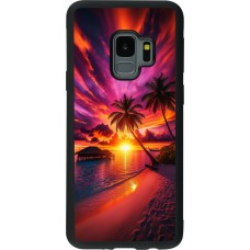 Samsung Galaxy S9 Case Hülle - Silikon schwarz Malediven Abenddämmerung Glückseligkeit