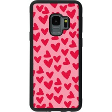 Coque Samsung Galaxy S9 - Silicone rigide noir Mom 2024 petits coeurs