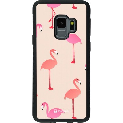 Hülle Samsung Galaxy S9 - Silikon schwarz Pink Flamingos Pattern