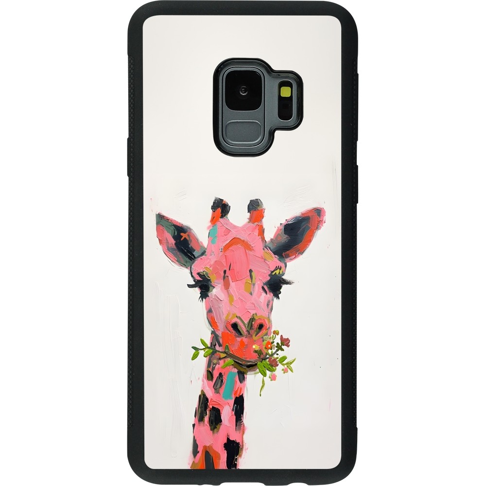Coque Samsung Galaxy S9 - Silicone rigide noir Pink Girafe Paint