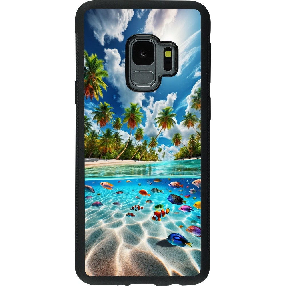 Coque Samsung Galaxy S9 - Silicone rigide noir Plage Paradis