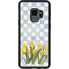 Coque Samsung Galaxy S9 - Silicone rigide noir Blue vichy tulips 2026