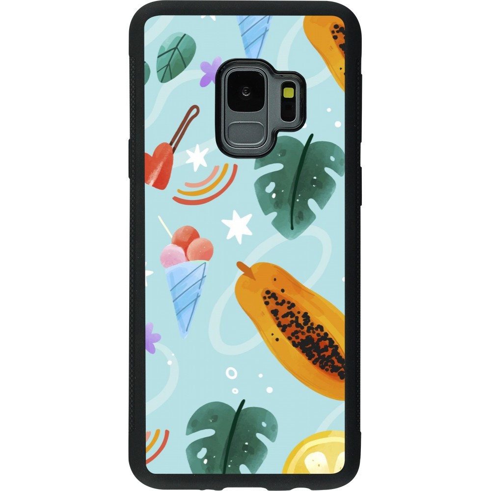 Coque Samsung Galaxy S9 - Silicone rigide noir Summer 2025 Pattern papaya