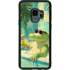 Samsung Galaxy S9 Case Hülle - Silikon schwarz Crocodile in the swimming pool Summer 2026