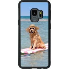 Samsung Galaxy S9 Case Hülle - Silikon schwarz Summer Dog on Paddle