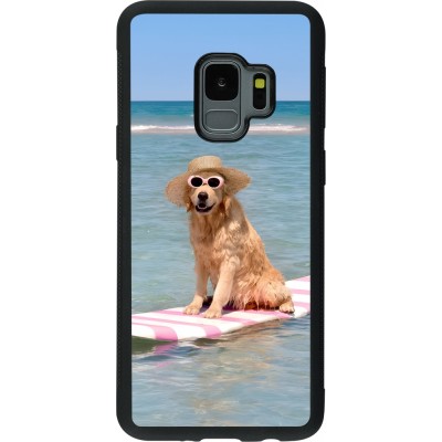 Samsung Galaxy S9 Case Hülle - Silikon schwarz Summer Dog on Paddle
