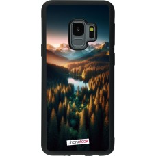 Samsung Galaxy S9 Case Hülle - Silikon schwarz Sonnenuntergang Waldsee
