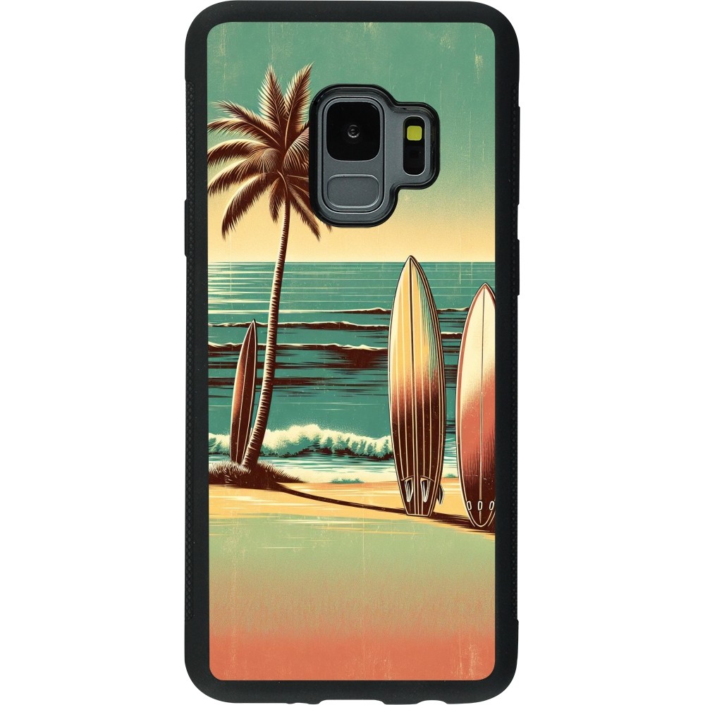 Coque Samsung Galaxy S9 - Silicone rigide noir Surf Paradise