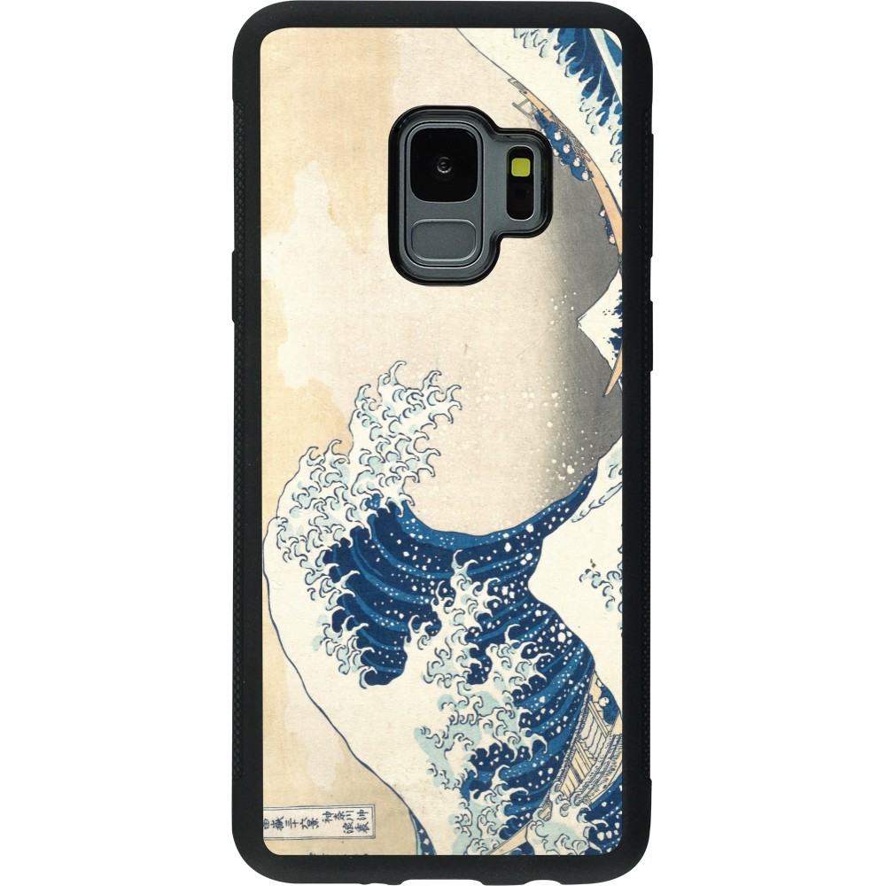Coque Samsung Galaxy S9 - Silicone rigide noir Tableau art - La Grande Vague de Kanagawa - Hokusai