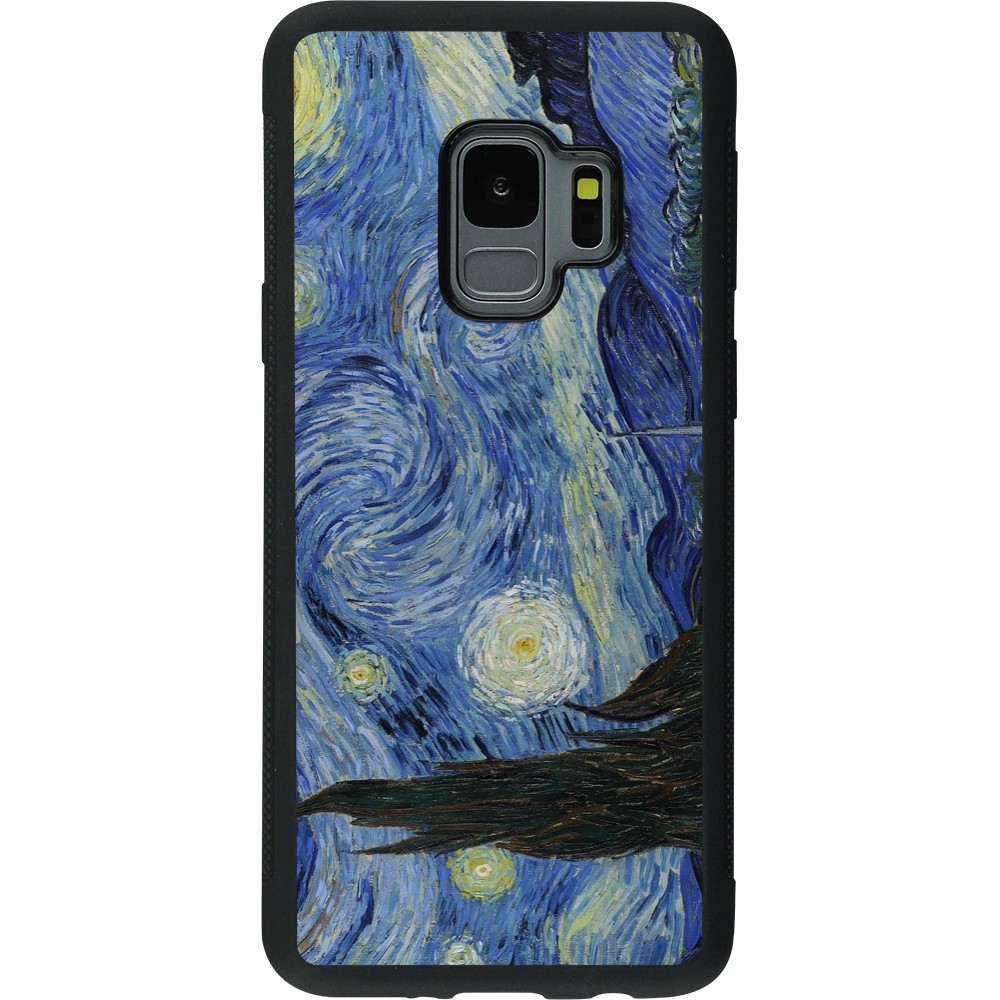 Samsung Galaxy S9 Case Hülle - Silikon schwarz Kunstbild - Sternennacht - Van Gogh