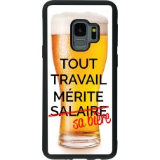 Coque Samsung Galaxy S9 - Silicone rigide noir Tout travail mérite sa bière