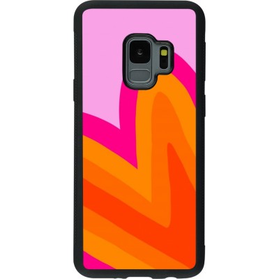Coque Samsung Galaxy S9 - Silicone rigide noir Valentine 2024 heart gradient