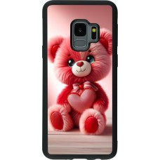 Coque Samsung Galaxy S9 - Silicone rigide noir Valentine 2024 Ourson rose