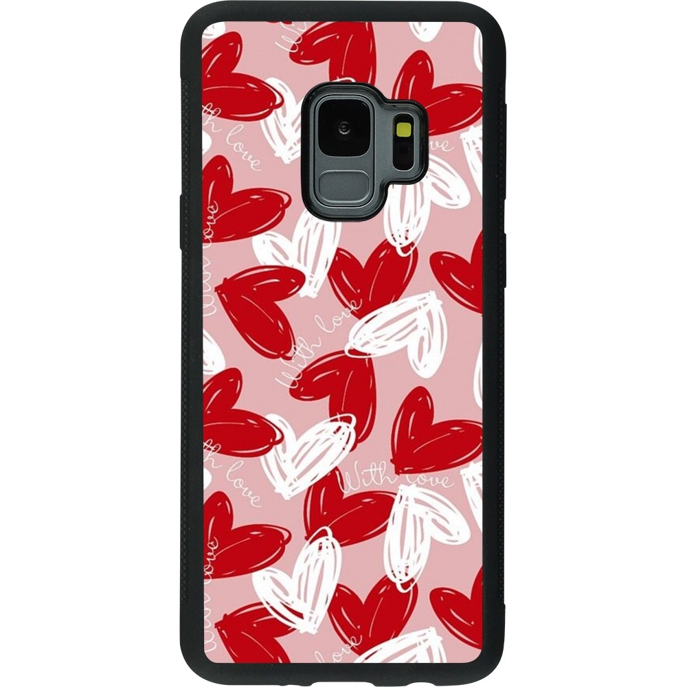 Samsung Galaxy S9 Case Hülle - Silikon schwarz Valentine 2024 with love heart