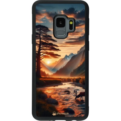 Coque Samsung Galaxy S9 - Silicone rigide noir Valley Sunset Deer Tree