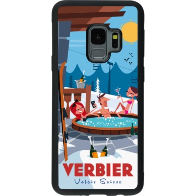 Coque Samsung Galaxy S9 - Silicone rigide noir Verbier Mountain Jacuzzi