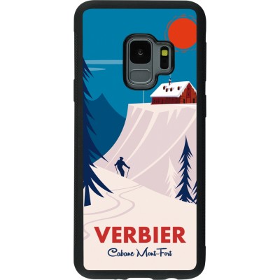 Coque Samsung Galaxy S9 - Silicone rigide noir Verbier Cabane Mont-Fort