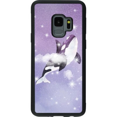 Coque Samsung Galaxy S9 - Silicone rigide noir Whale in sparking stars