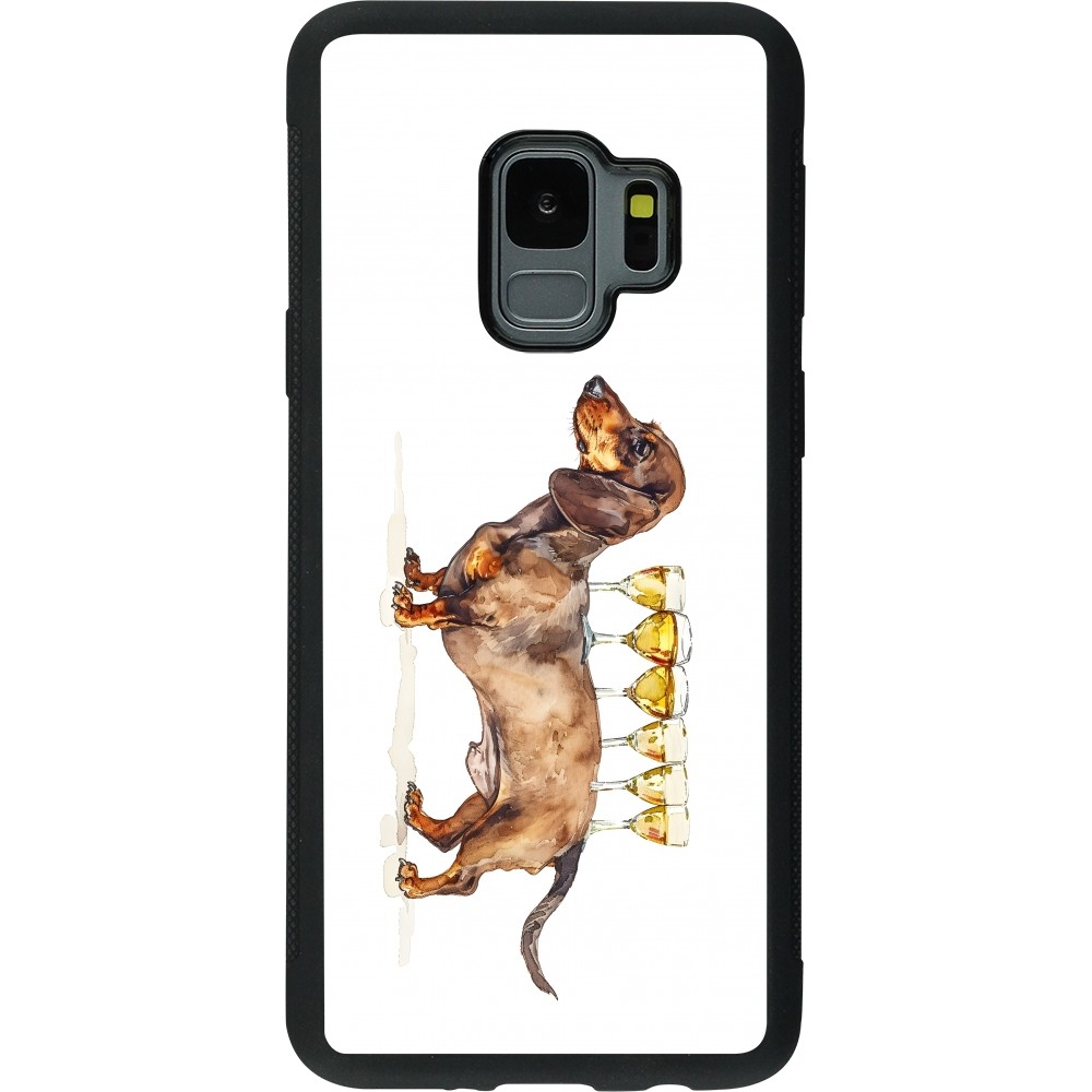 Coque Samsung Galaxy S9 - Silicone rigide noir Wine Teckel