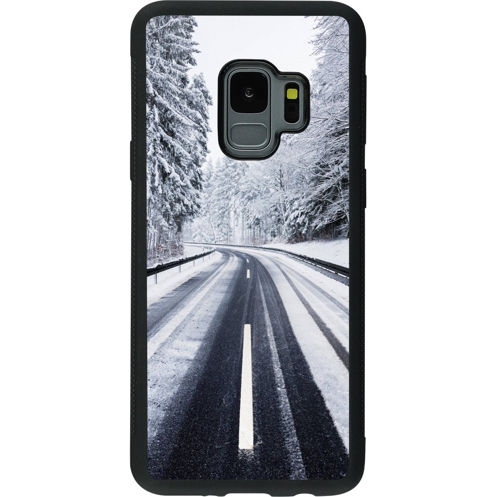 Coque Samsung Galaxy S9 - Silicone rigide noir Winter 22 Snowy Road