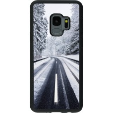 Coque Samsung Galaxy S9 - Silicone rigide noir Winter 22 Snowy Road
