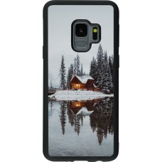 Coque Samsung Galaxy S9 - Silicone rigide noir Winter 25 Winter house forest afternoon