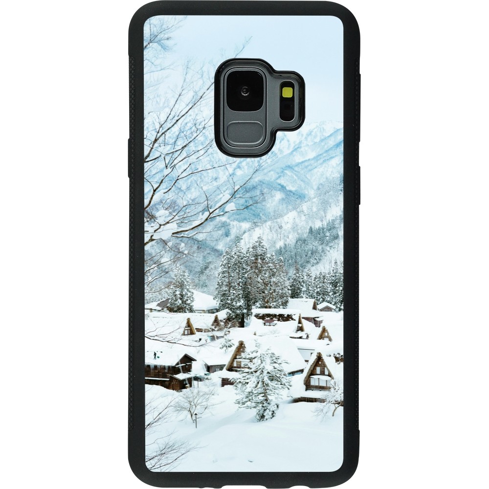 Coque Samsung Galaxy S9 - Silicone rigide noir Winter 25 Winter snowy landscape