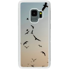 Samsung Galaxy S9 Case Hülle - Silikon weiss Autumn 22 flying birds shadow