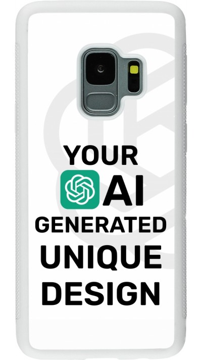 Coque Samsung Galaxy S9 - Silicone rigide blanc 100% unique générée par intelligence artificielle (AI) avec vos idées