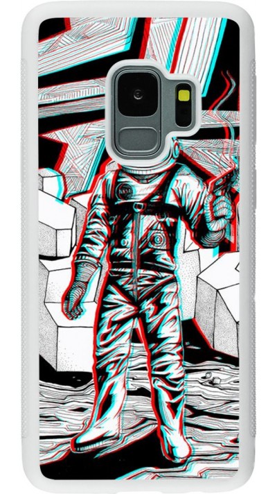Coque Samsung Galaxy S9 - Silicone rigide blanc Anaglyph Astronaut