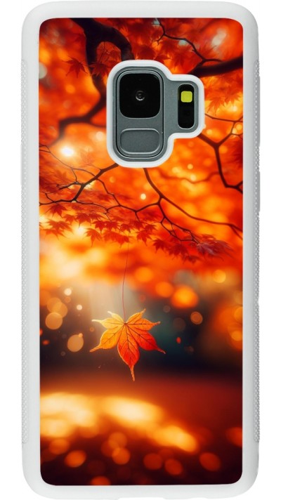 Coque Samsung Galaxy S9 - Silicone rigide blanc Automne Magique Orange