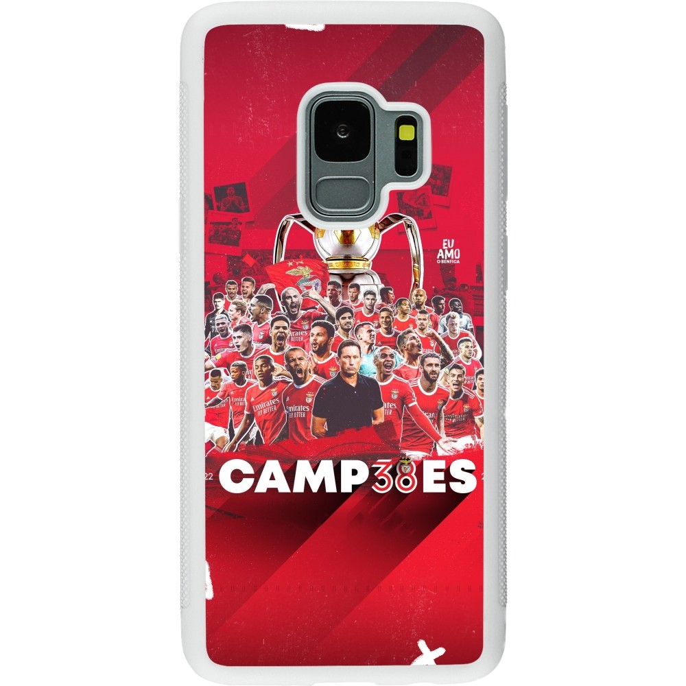 Coque Samsung Galaxy S9 - Silicone rigide blanc Benfica Campeoes 2023