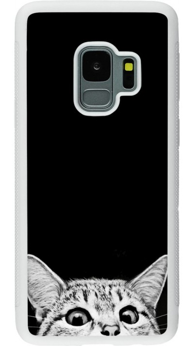 Coque Samsung Galaxy S9 - Silicone rigide blanc Cat Looking Up Black