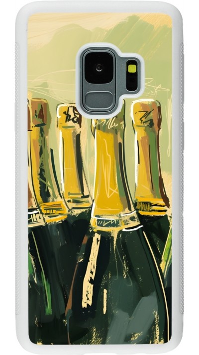 Samsung Galaxy S9 Case Hülle - Silikon weiss Champagne Malerei