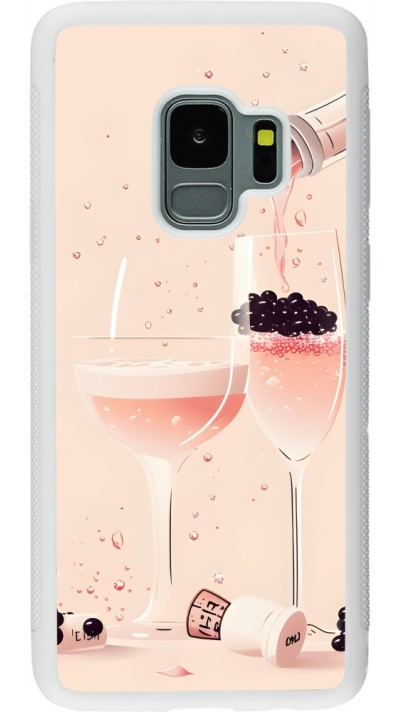 Samsung Galaxy S9 Case Hülle - Silikon weiss Champagne Pouring Pink